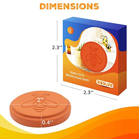 Enolvo Brown Sugar Keeper - Terra Cotta Brown Sugar Saver, Brown Sugar Disc to Maintain Food Moisture, Brown Sugar Softener Stone, Humidifying Hydrostone