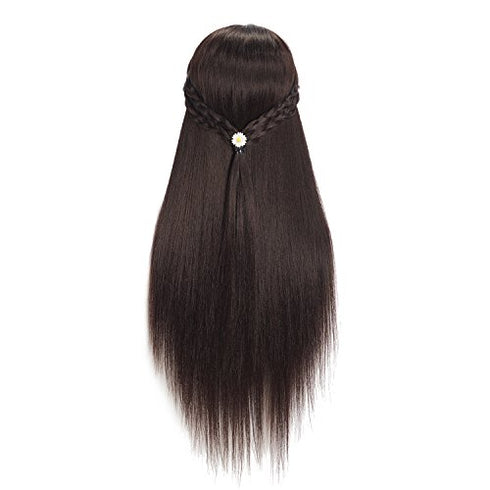 Traininghead 26"-28" Mannequin Head Hair Styling Training Practice Head Manikin Cosmetology Doll Head Synthetic Fiber Hair Hairdressing Training Model with Free Clamp Stand