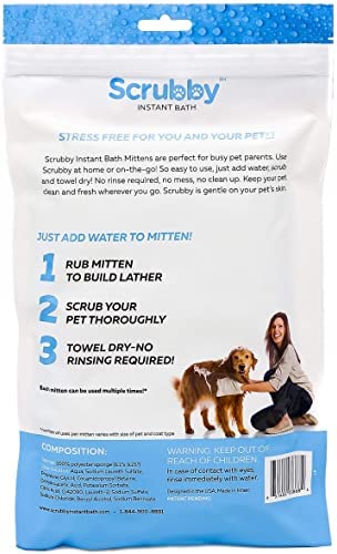 ScrubbyPet No Rinse Pet Wipes- Use Pet Bathing, Pet Grooming Pet Washing, Simple to Use,Just Lather, Wipe, Dry. Excellent Sensitive Skin. The Ideal Pet Wipes Bathing Your Pet Dog Cat.