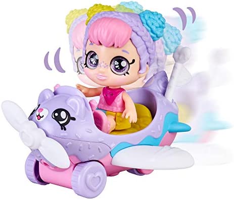 Kindi Kids Minis - Rainbow Kate's Airplane - Collectible Vehicle and Posable Bobble Head Figurine 2pc