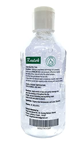 Raslok Aloe Vera Gel 100% Pure Natural Organic Aloe Gel For Moisturizing Face Skin & Hair Care,Durable Moisturizing Hydrating Soothing After Sun Repair Non-Sticky (7.76 OZ)