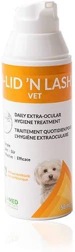 I-LID ’N LASH Vet Pump Ocular Hygiene Cleanser: Prevents Tear Stains, Eliminates Facial Fold Odors, Contains Hyaluronic Acid, Simple Daily Application, No Antibiotics or Harmful Chemicals, 50 ml Pump