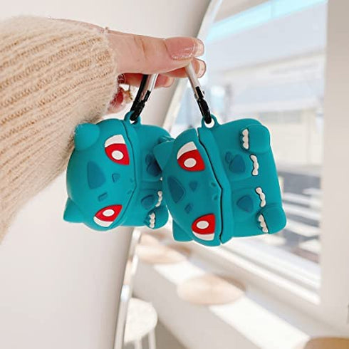 ZBDLXMD Compatible with AirPods 3rd Generation case,(2021 Release) Cute 3D Cartoon Kawaii Funny Fun case,Soft Silicone Shockproof Keychain Charging Box.Compatible 3 Skin Cases(Bulbasaur)