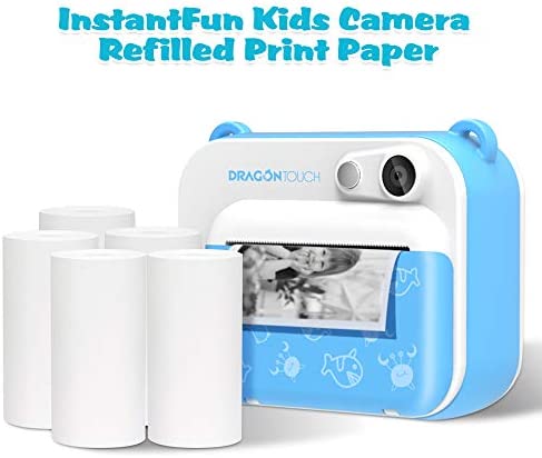 Dragon Touch InstantFun Kids Camera Refill Print Paper, Zero Ink, 5 Rolls, 2 1/4" x 50’, 58mm x 15m, Thermal Paper, Print Paper-White
