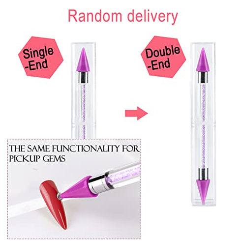 Canvalite 1500PCS Rhinestones in 6 Sizes Flat Back Gems, Crystal AB Rhinestones Nail Art Gems with Pick Up Tweezers and Rhinestone Picker Dotting Pen, Nail Art Tools for Nails, Clothes, Face, Craft