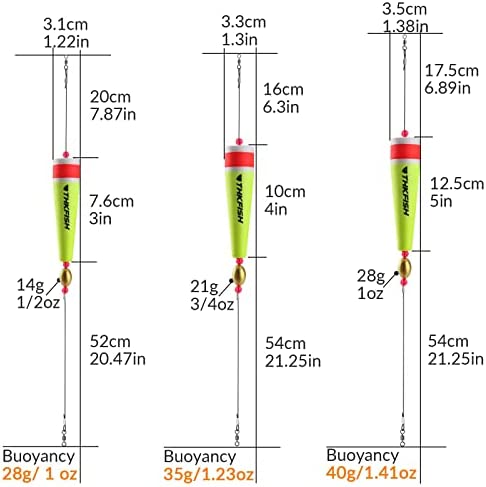 THKFISH Fishing Bobbers Fishing Floats Weighted Bobbers for Fishing Popping Cork Float Rig Rattle Popping Cork Weighted Popping Floats Saltwater Fishing Tackle 4PCS