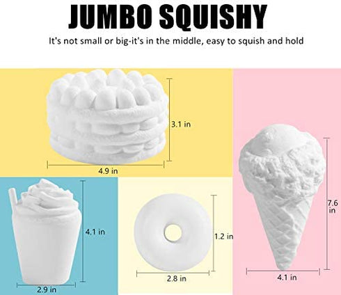 DIY Dessert Paint Your Own Squishies Kit for Kids, Slow Rise Squishies Top Christmas Arts and Crafts Toy for Girl & Boys,Ice Cream Food Squishies Blank White Squishys Creamy Scented Stress Relief Toy