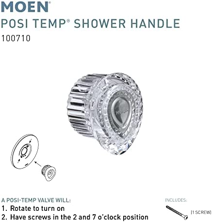 Moen 100710 Posi-Temp One-Handle Tub and Shower Replacement Knob Handle Kit, White and Chrome Knob Insert