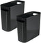 mDesign Plastic Small Trash Can 1.5 Gallon/5.7 Liter Wastebasket, Garbage Container Bin w/Handles for Bathroom, Kitchen, Home Office Holds Waste Recycling,10" H, Aura Collection - 2 Pack - Black