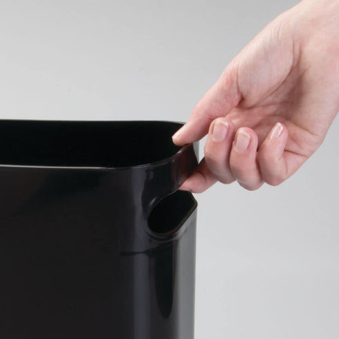 mDesign Plastic Small Trash Can 1.5 Gallon/5.7 Liter Wastebasket, Garbage Container Bin w/Handles for Bathroom, Kitchen, Home Office Holds Waste Recycling,10" H, Aura Collection - 2 Pack - Black
