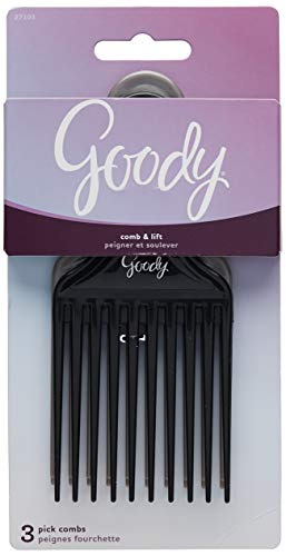 Goody Comb & Lift Hair Pick, Assorted Colors, 3 Count (Pack of 1)