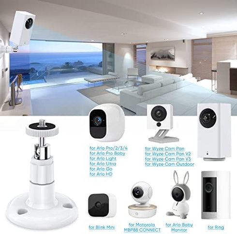 FastSnail Wall Mount Compatible with Wyze Cam Pan & Wyze Cam Pan V2 & Wyze Cam V3, Adjustable Indoor Outdoor Mount for WyzeCam Pan/WyzeCam Outdoor/WyzeCam V3 or Other Cam with Same Interface 2 Pack