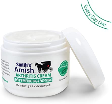 SMITH'S AMISH Arthritis Cream 4 oz jar. Soothing and Cooling, with Botanicals of Arnica, Peppermint, Tea Tree, Rosemary and Eucalyptus