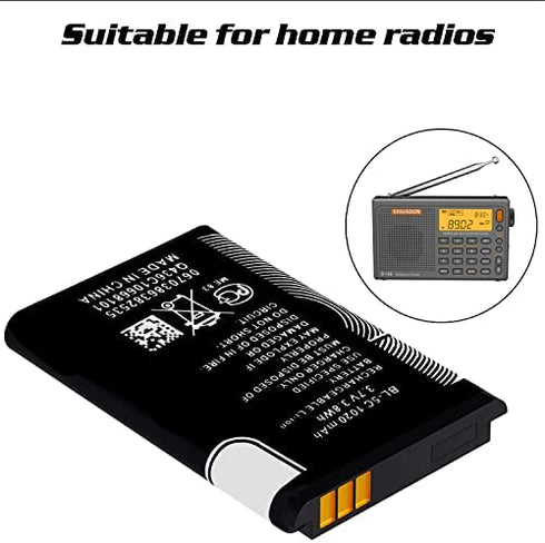 BL-5C 3.7V 1020mAh Rechargeable Battery Suitable for Household Radio with Current Protection 2 Pieces (Black)