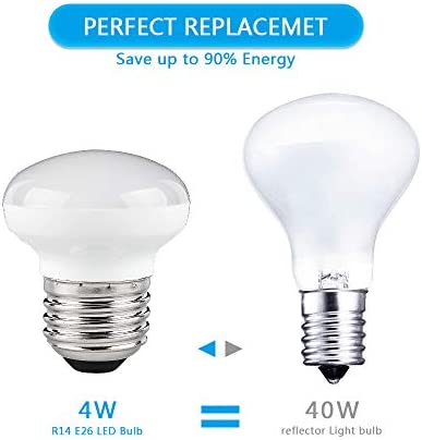 Haian Support Zorykn E26 Base Mini LED Reflector Floodlight, 4W(4 Pack), 40W Equivalent R14 Light Bulbs, 400 Lumens, Dimmable, 5000k Daylight