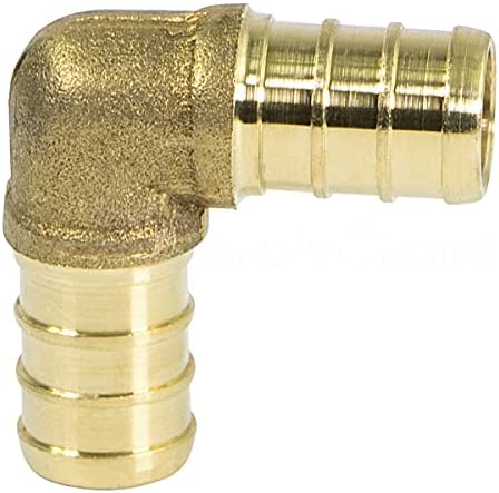 Supply Giant QYMO0100-OM x PEX 90 Degree Elbow Barb Pipe Fitting 1" Brass, 1 Inch