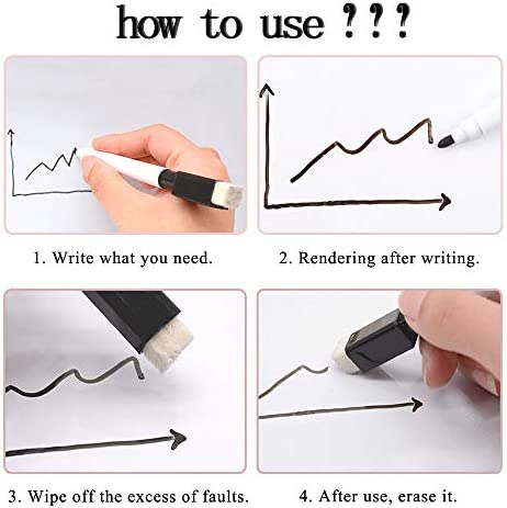 RETON 50 Pcs Rewritable Magnetic Dry Wipe White Board Markers Pens with Eraser Cap, 4.4 in Mini Dry Erase Marker with Fine Tip for Classroom, Office, Hospital, Home and Factory (50 Pcs, Black)