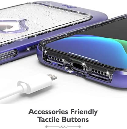 VENA vLove Glitter Clear Case Compatible with Apple iPhone 11 (6.1"-inch 2019), Heart Shape (CornerGuard Protection) Dual Layer Slim Hybrid Clear Bumper Case Cover - Purple