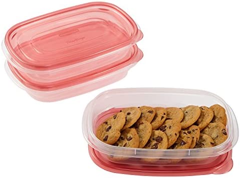 Rubbermaid TakeAlongs Rectangle Food Storage Container, 4 Cup, Tint Chili, 3 Count