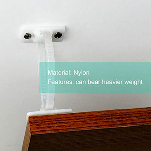 Anti-tip Furniture Wall Anchor Straps for Dresser or Bookshelf(4 Pack), Wall Anchors Baby Proofing,Adjustable Child Secure Wall Straps for Cabinet,TV Stand,Wardrobe,Drawers,Tables,Desk,Dogs.(White)