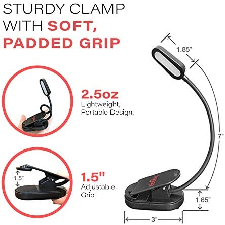 hooga Book Light, Rechargeable Clip On Blue Blocking Amber LED Light for Reading in Bed. 1600K Color. Eye Care Light for Strain-Free, Healthy Eyes. Gift for Students, Kids, Travel, Nursing, Studying.