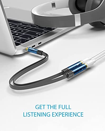 KINGTOP 3.5mm Combo Audio Adapter Cable Compatible for PS4,PS5,Xbox One S,Switch,Tablet,Mobile Phone,PC Gaming Headsets and New Version Laptop(Blue)
