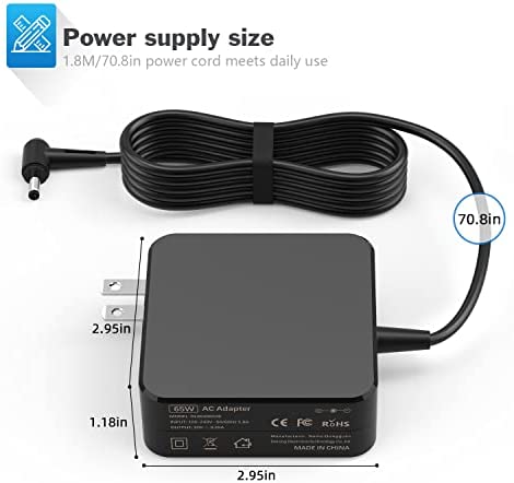 65W 45W Laptop Charger for Lenovo IdeaPad 310 320 330 330s 120s 130 510 520 530s 710s ADL45WCC PA-1450-55LL ; Chromebook-100s; Yoga 710 11 14 15; Flex 4 1470 AC Adapter Power Supply Cord