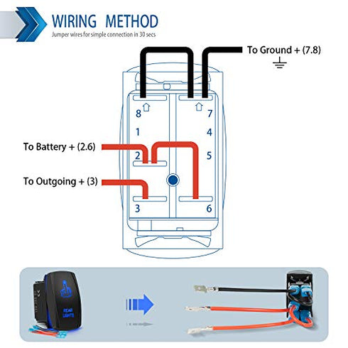 5 Pin Rocker Switch Jumper Wires Set with Male and Female Terminal for On/Off Rocker Switch Wiring (5 pin - 4 Set)