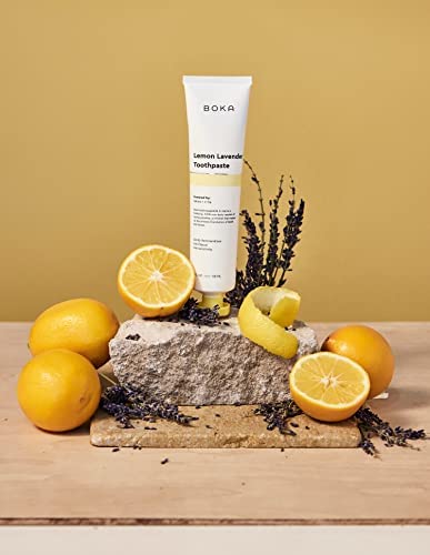 Boka Lemon Lavender Natural Toothpaste, Nano-Hydroxyapatite for Remineralizing, Sensitivity and Whitening, Fluoride-Free, Dentist Recommended for Kids and Adults, Made in USA, 4oz (Pack of 1)