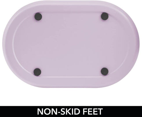 mDesign Slim Oval Metal Trash Can, Small Wastebasket, Garbage Receptacle Bin for Bathrooms, Powder Rooms, Kitchens, Home Offices - Light Purple