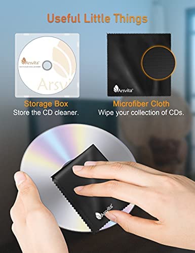 Arsvita CD Laser Lens Cleaner Disc Cleaning Set for CD/VCD/DVD Player, Safe and Effective