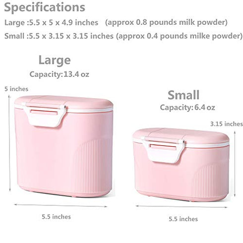 Travel Infant Formula Dispenser Box with Scoop, YEEHO Portable Baby Dry Milk Powder Food Container with Spoon Airtight Storage Easy go Parents Choice Sealed Small Case,Pink