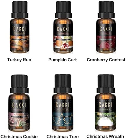 Christmas Essential Oils Gift Set, for Home, for Diffusers, 6x10mL, CAKKI Premium Grade Fragrance Oils, for Christmas scents, Pure Aromatherapy Oils, for Candles Making, for Soaps Making