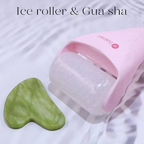 Ice Roller for Face and Gua Sha Facial Tools, BAIMEI Ice Face Roller Reduces Puffiness Migraine Pain Relief-Pink