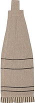 VHC Brands Sawyer Mill Cow Nature Print Chambray Cotton Farmhouse Tabletop Kitchen Fabric Loop Stenciled Runner, Towel Set 6.5x18, Khaki Tan