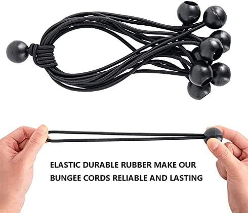 Qtimal 30 Pack Ball Bungee Cords, Includes 6, 9, 11 Inch Heavy Duty Gazebo Tarp Tie Down Cords, High Elastic UV Resistant Bungee Cords with Balls for Shelter, Canopy, Cargo, Screen