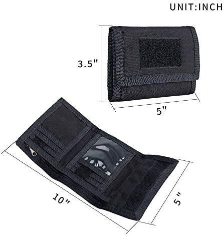 EXCELLENT ELITE SPANKER Nylon Trifold Wallet for Men ID Card Holder Tactical Military Wallet with Coin Pocket Outdoor Wallet(Black)