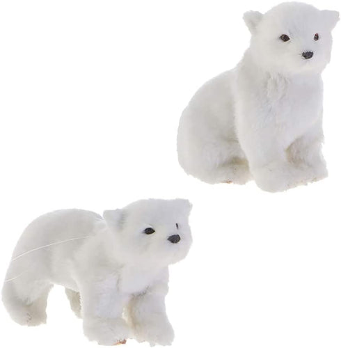 RAZ Imports Polar Bear Figurine/Christmas Ornaments €” Set of 2 Faux Fur Ornaments