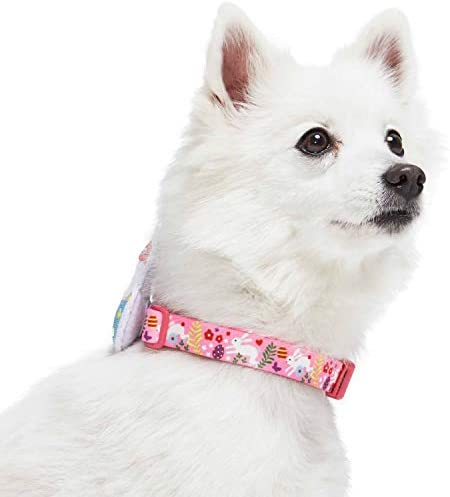 Blueberry Pet Easter Bunny and Egg Adjustable Dog Collar with Detachable Décor, Pink, Large, Neck 18"-26"