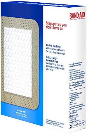 Band-Aid Brand Tru-Stay Adhesive Pads, Large Sterile Bandages for Wound Care, 10 Count