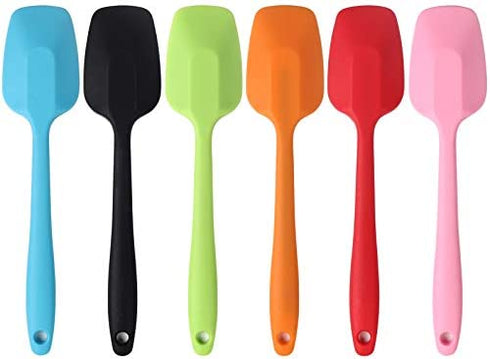 Silicone Spatulas, Small Rubber Spoon Spatula Heat Resistant Seamless One Piece Design Non-Stick Spoonula Flexible Scrapers Baking Mixing Tool(8.2" x 1.8" x 6 Pcs)