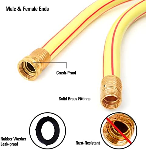 Solution4Patio Homes Garden 4 ft. Short Garden Hose 5/8 inch Yellow Lead-Hose Male/Female Commercial Brass Coupling Fittings for Water Softener, Dehumidifier, RV Filter and Camp Water Tank #G-H153A06