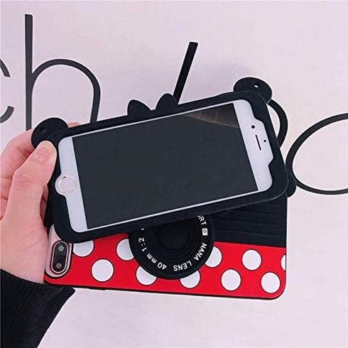 for iPhone SE 2020 Case Cute iPhone 8 Case Cute iPhone 7 Case, iPhone 6S Case iPhone 6 Case Cute 3D Cartoon for Minnie Camera Cover Teens Girls Women Silicone Phone Case iPhone SE 2020 8 7 6S (4.7")