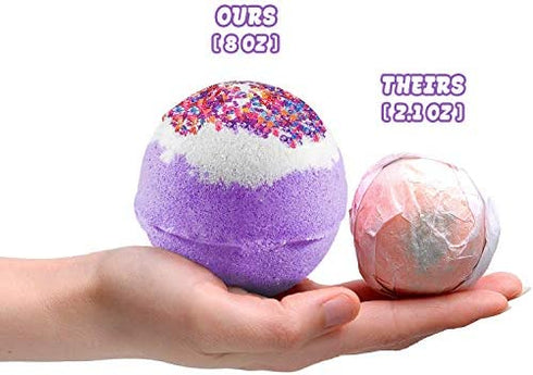 Unicorn Bubble Bath Bomb with Unicorn Necklace Inside. Extra Large Bath Ball (8 oz) in Giftable Box, 100% Natural Ingredients for Sensitive Skin. Gift on Easter, Birthday, Mother Day, Xmas