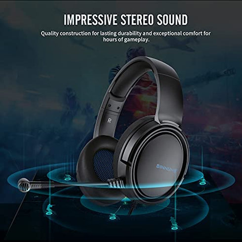BINNUNE Gaming Headset with Microphone for PS4 Xbox One Series X/S PS5 PC Switch Playstation 4/5 Audifonos Gamer Game Headphones with Mic