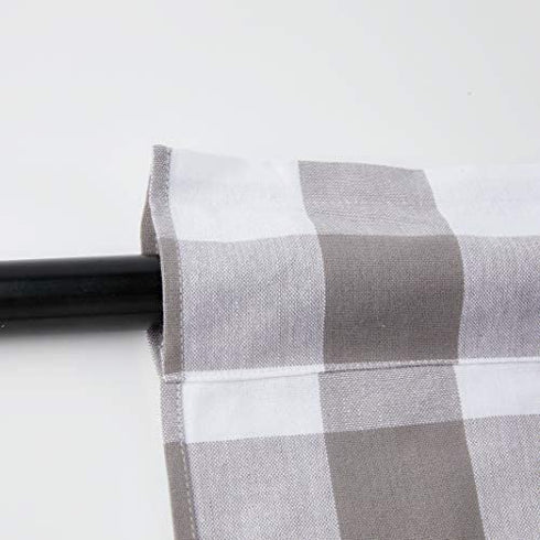 2 Pack Buffalo Check Plaid Cotton Window Valances White and Grey Farmhouse Design Window Treatment Lined Decor Curtains Rod Pocket Valances for Kitchen/Living Room 16" x 56"