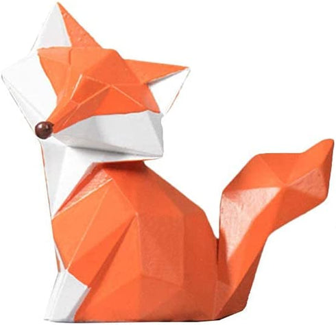 Garneck Resin Decoration Fox Geometric Modern Design Ornaments Family Sculpture Artwork (Size S: 3.9x1.5x3.9inch )
