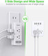 2 Prong Power Strip with Rotating Plug, EyGde Multi Plug Outlet Extender, Multiple Outlet Splitter(3 Sided 6 Sockets) and 4 USB Ports, Wall Adapter Surge Protector (1700J) for Travel, Office, White