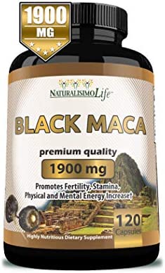 Organic Black Maca 1,900 mg per serving Natural Energy Booster Peruvian Maca for men & women 120 capsules
