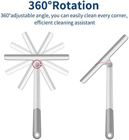 Shower Squeegee for Shower Doors, Shower Squeegee for Glass Doors, Bathroom, Mirrors, Windows Cars and Tile Walls, Silicone Handle Shower Squeegee 12 Inch ?Grey,2 Pack?